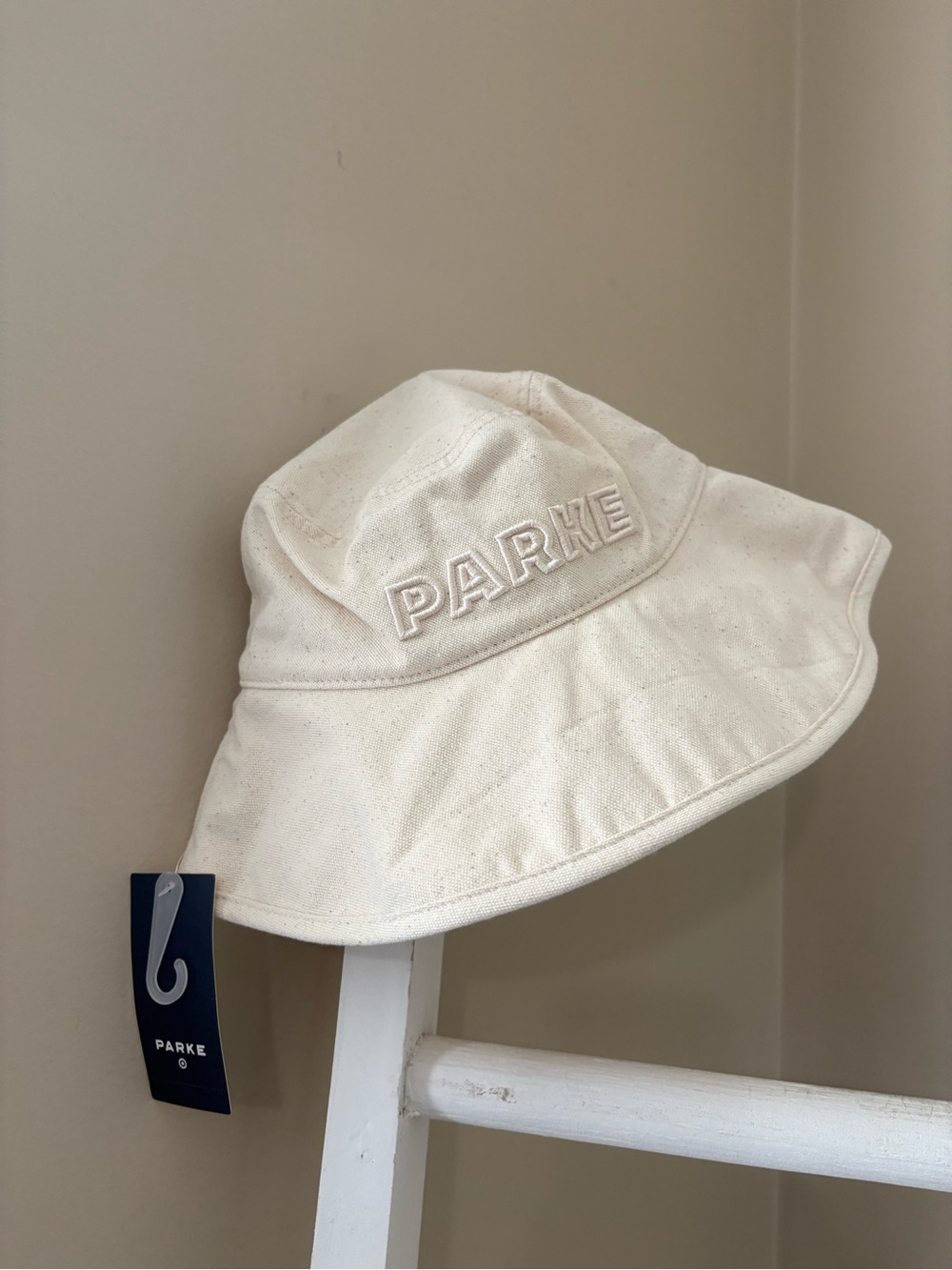 Parke Cream Bucket Hat with Embroidered Logo